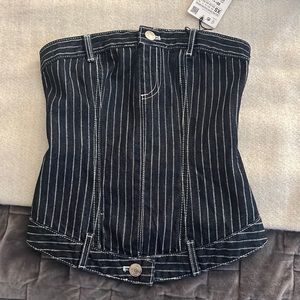 Zara Denim Stipe Tube Top